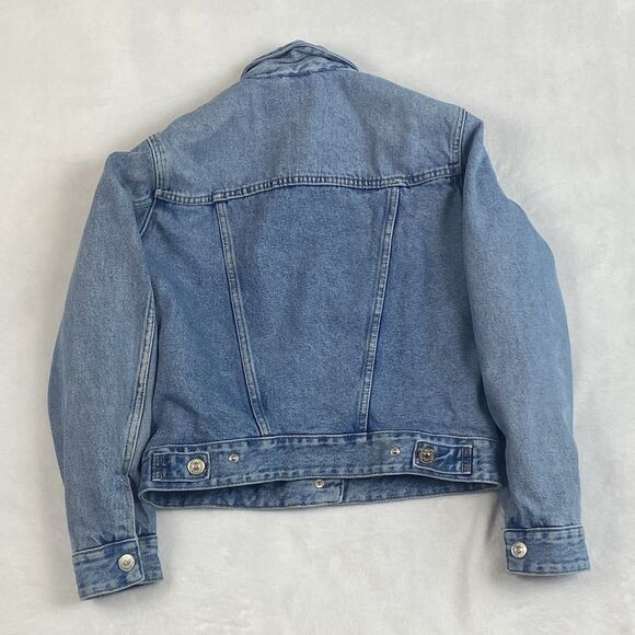 Zara Jean Jacket Youth Girls Small Blue Sherpa Lined Button Pockets Denim Casual - Picture 2 of 11